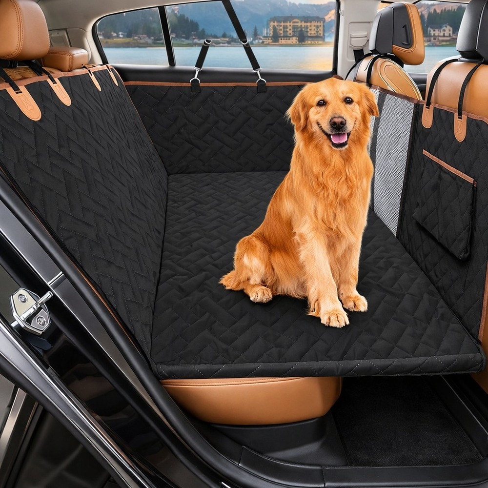 Ormmor‎ Dog Car Seat Cover Hard Bottom Extender Waterproof SUV Truck Black